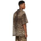 Dolce and Gabbana Brown Ripstop Leopard Shirt
