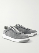 Brunello Cucinelli - Leather-Trimmed Suede Sneakers - Blue