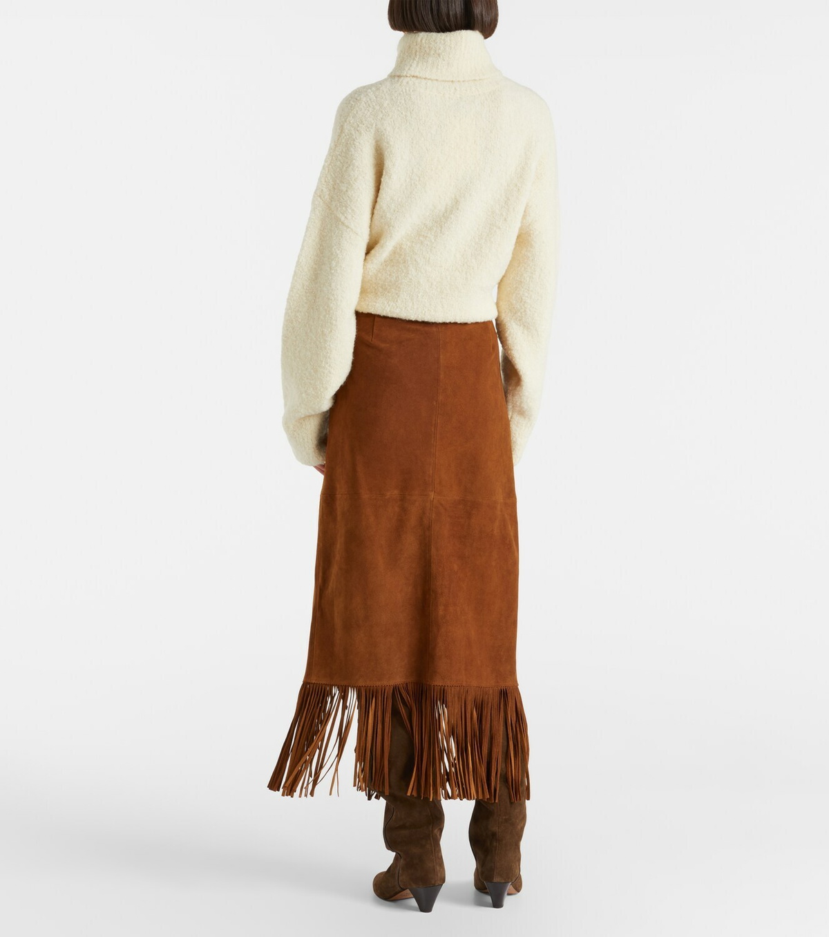 Polo Ralph Lauren Fringed suede midi skirt