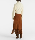 Polo Ralph Lauren Fringed suede midi skirt