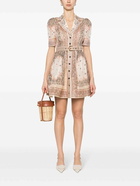 ZIMMERMANN - Bandana Print Linen And Silk Blend Mini Shirt Dress