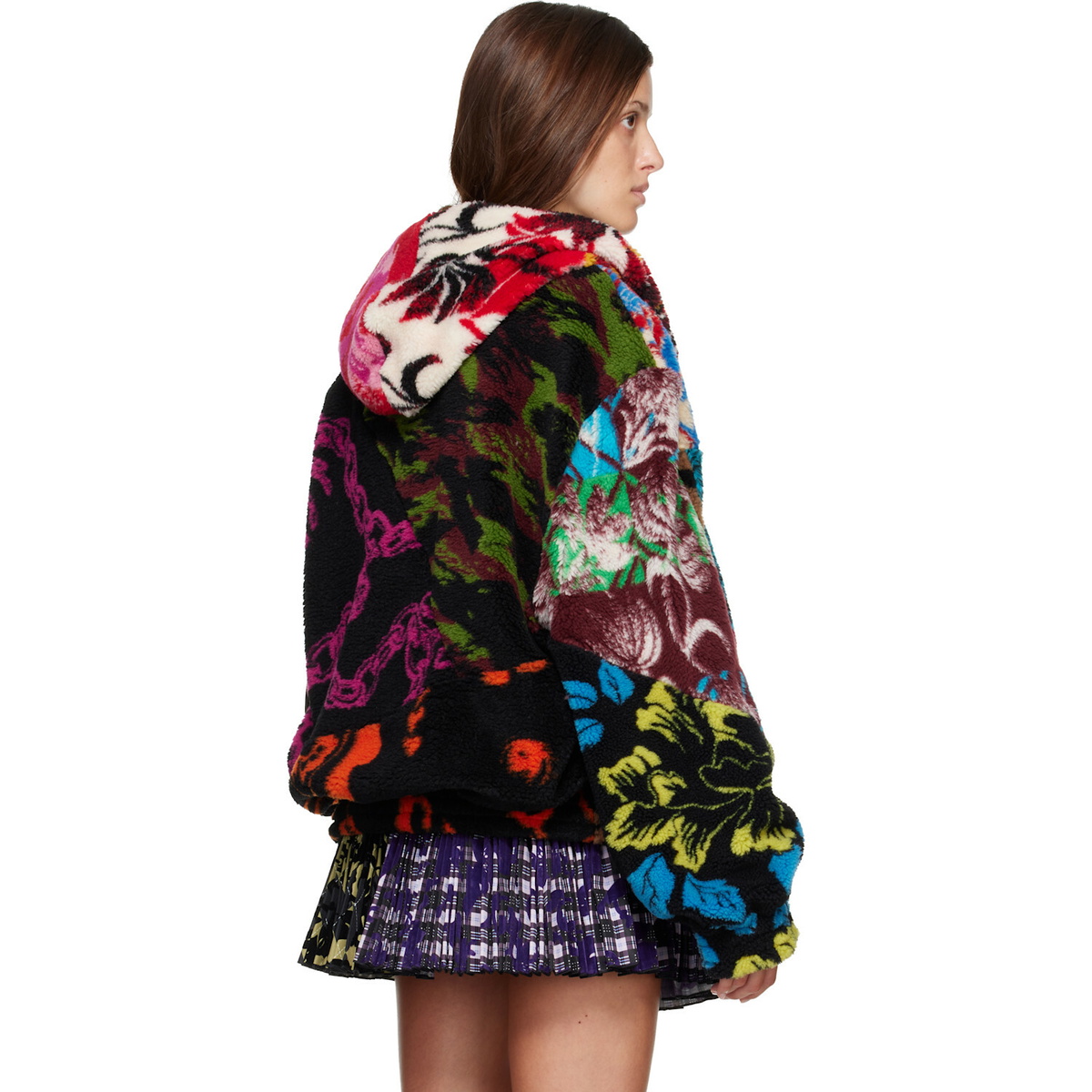 Chopova Lowena Multicolor Patchwork Oversized Hooded Fleece Jacket