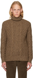 RRL Taupe Recycled Wool Turtleneck