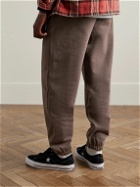 DIME - Tapered Logo-Embroidered Cotton-Jersey Sweatpants - Brown