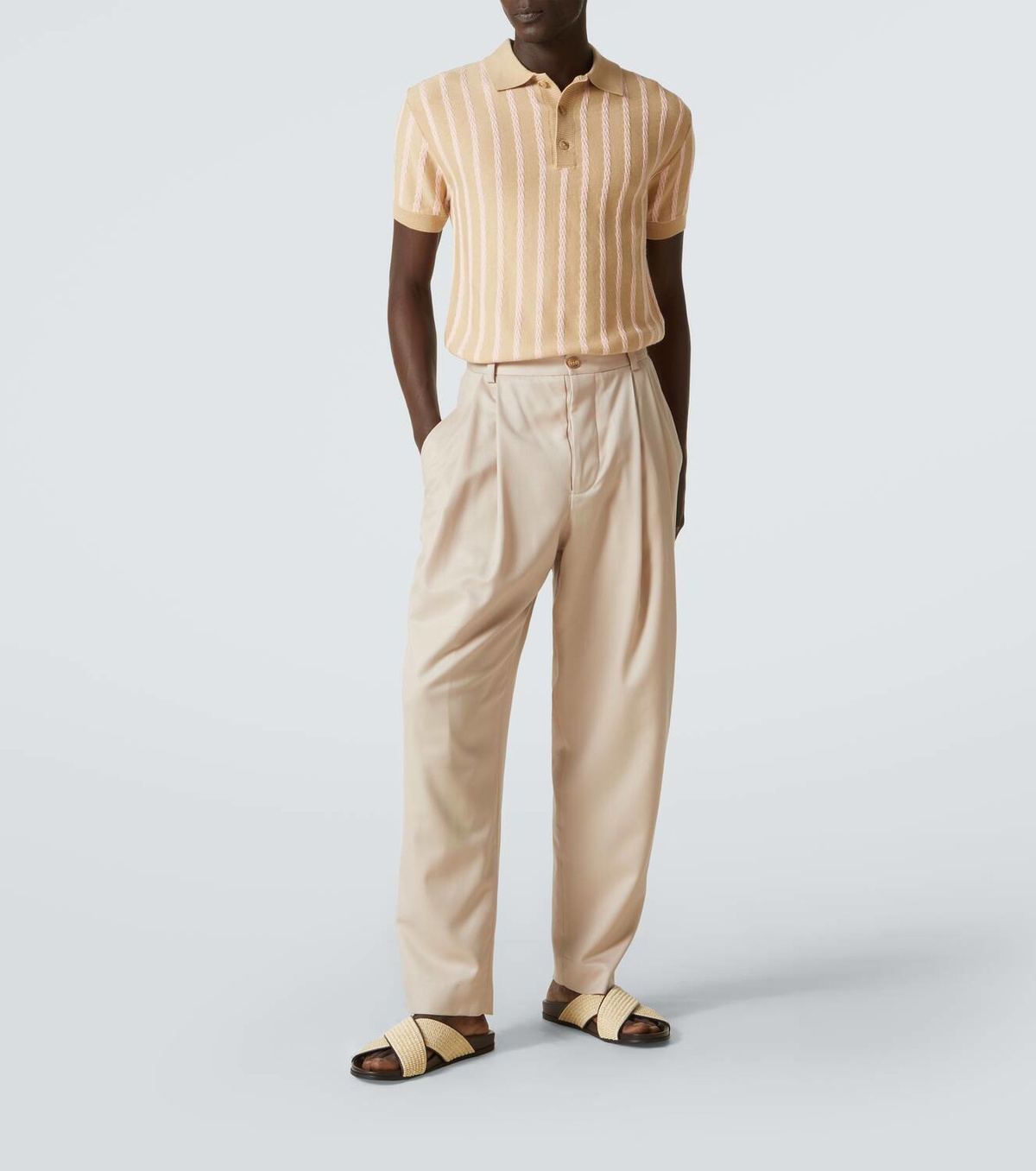 King & Tuckfield Striped wool polo shirt