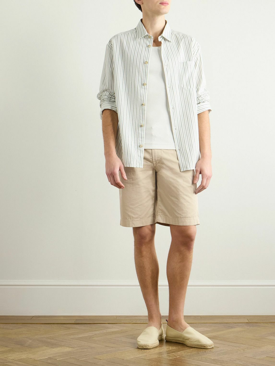 Incotex - Division Straight-Leg Cotton-Blend Shorts - Neutrals