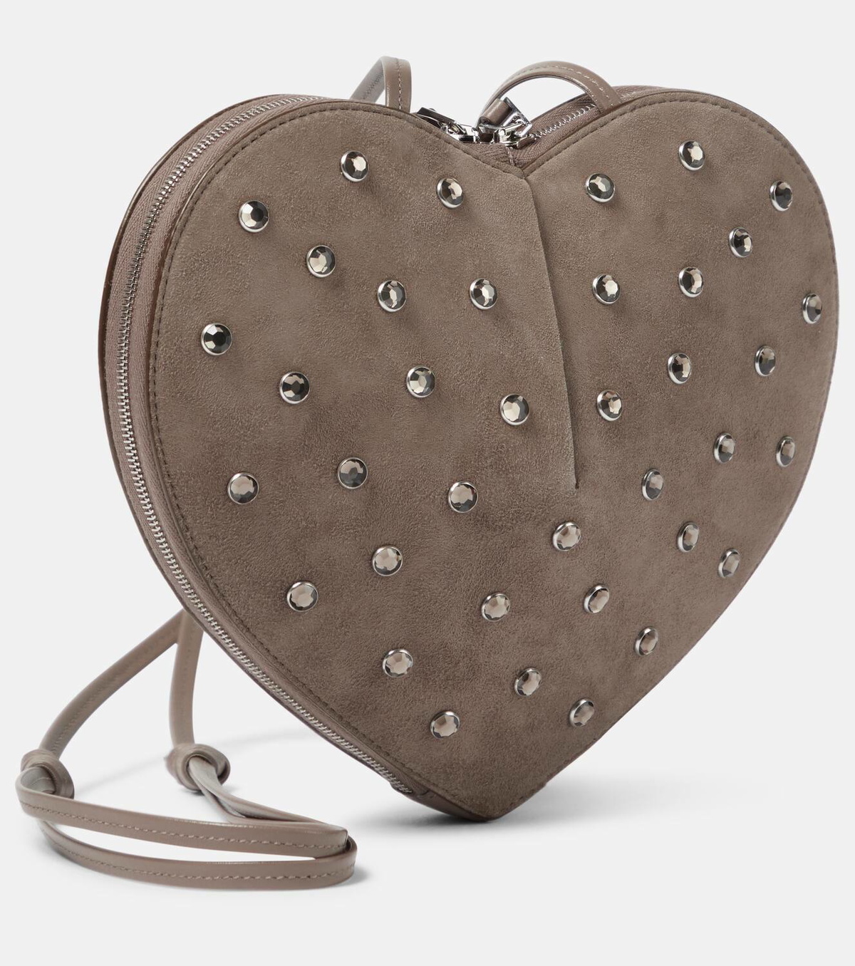 Alaïa Le Cœur studded suede shoulder bag