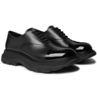 Alexander McQueen - Cap-Toe Smooth and Patent-Leather Derby Shoes - Black