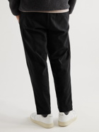 Folk - Assembly Cropped Tapered Pleated Garment-Dyed Cotton-Twill Trousers - Black