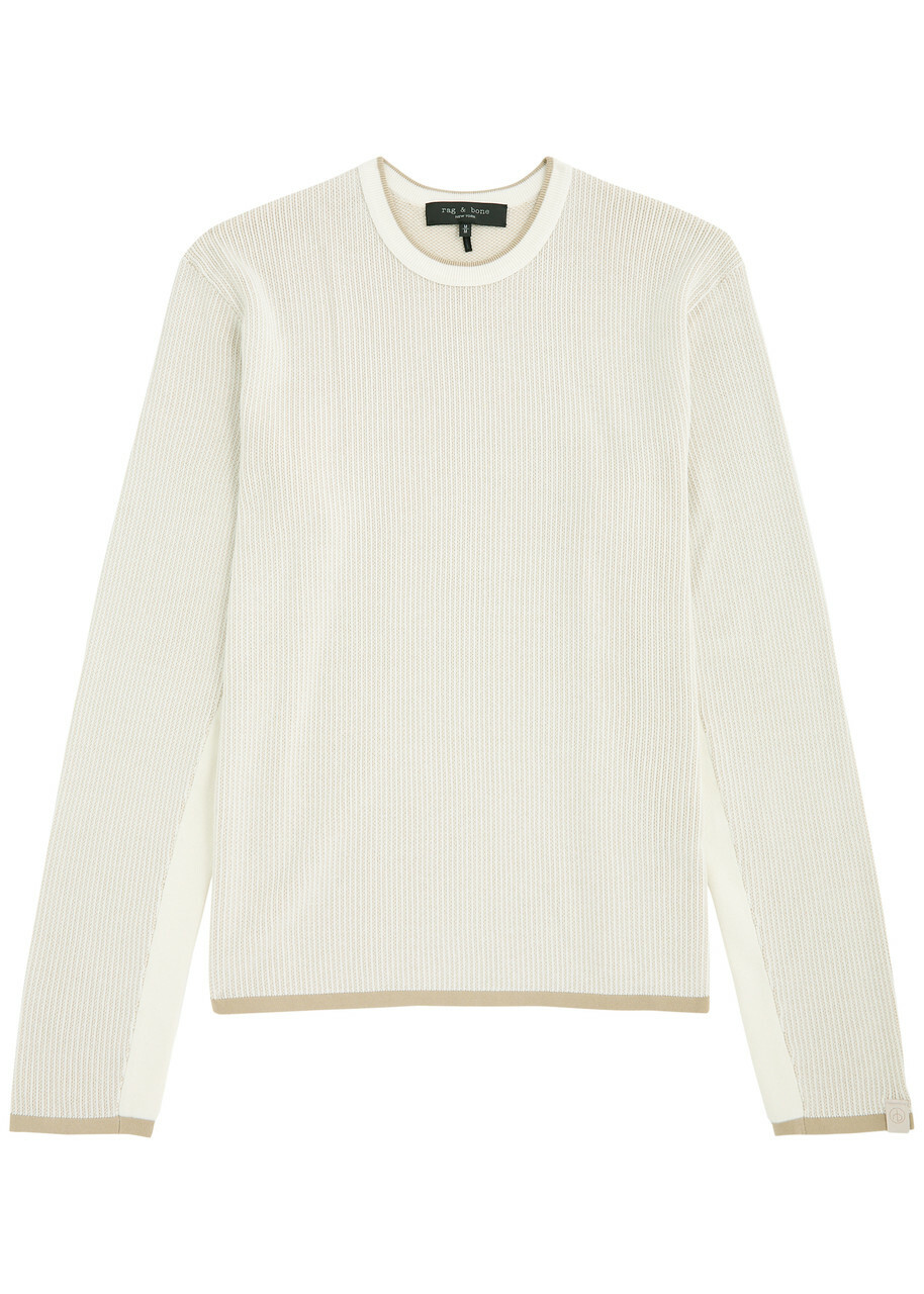 Rag & Bone Harvey Panelled Cotton Jumper Ivory