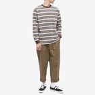 Beams Plus Men's Long Sleeve Multi Stripe Pocket T-Shirt in Brown