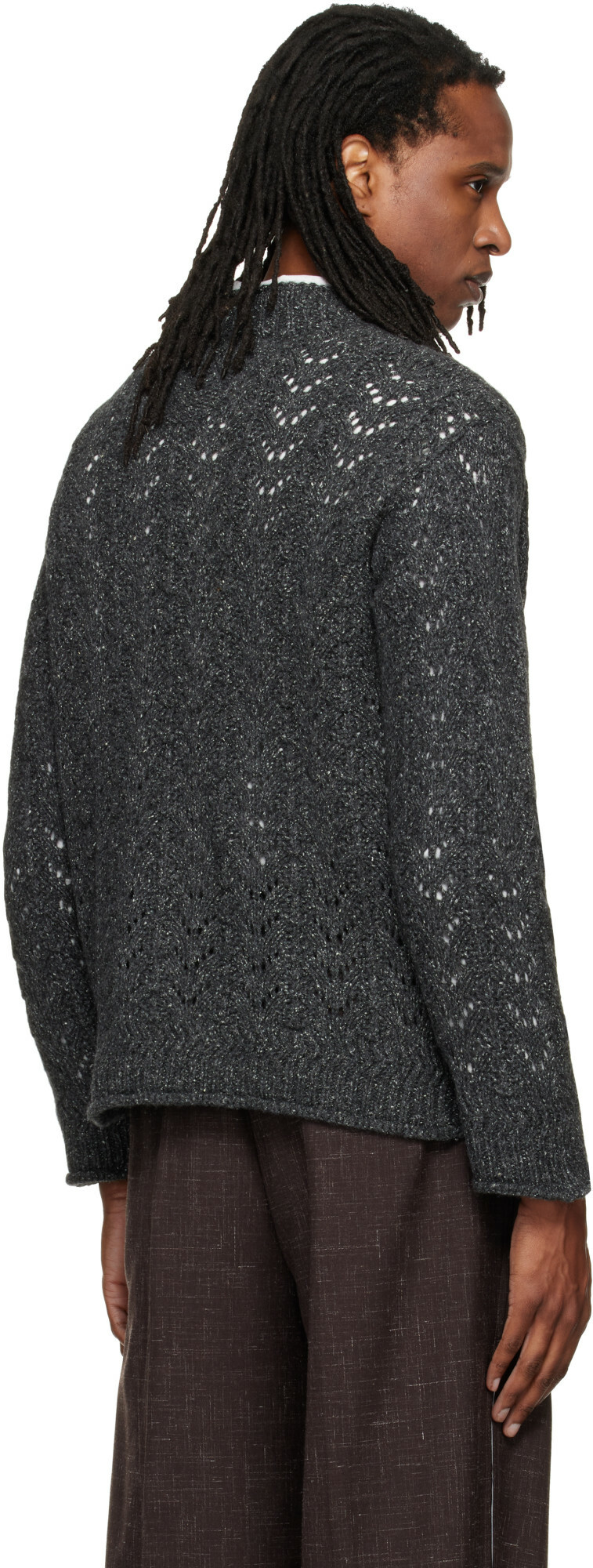 NULLUS Gray Eyelet Sweater