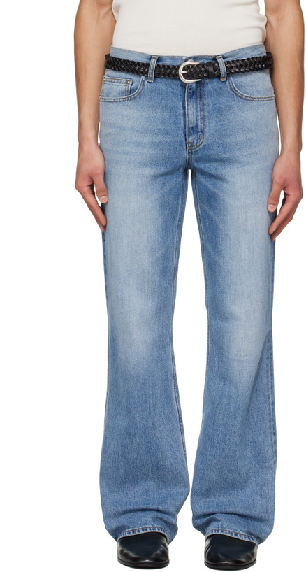 Photo: TONYWACK Blue Flared-Leg Distressed Jeans