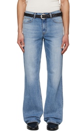 TONYWACK Blue Flared-Leg Distressed Jeans
