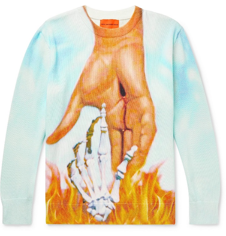 Photo: WHO DECIDES WAR by Ev Bravado - Connected Printed Cotton Sweater - Blue