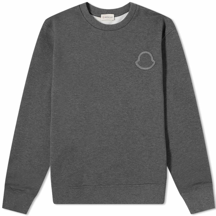 Photo: Moncler Men's Outline Logo Crew Sweat in Grey Marl