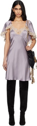 Chloé Purple Washed Silk Satin & Lace Cape Minidress