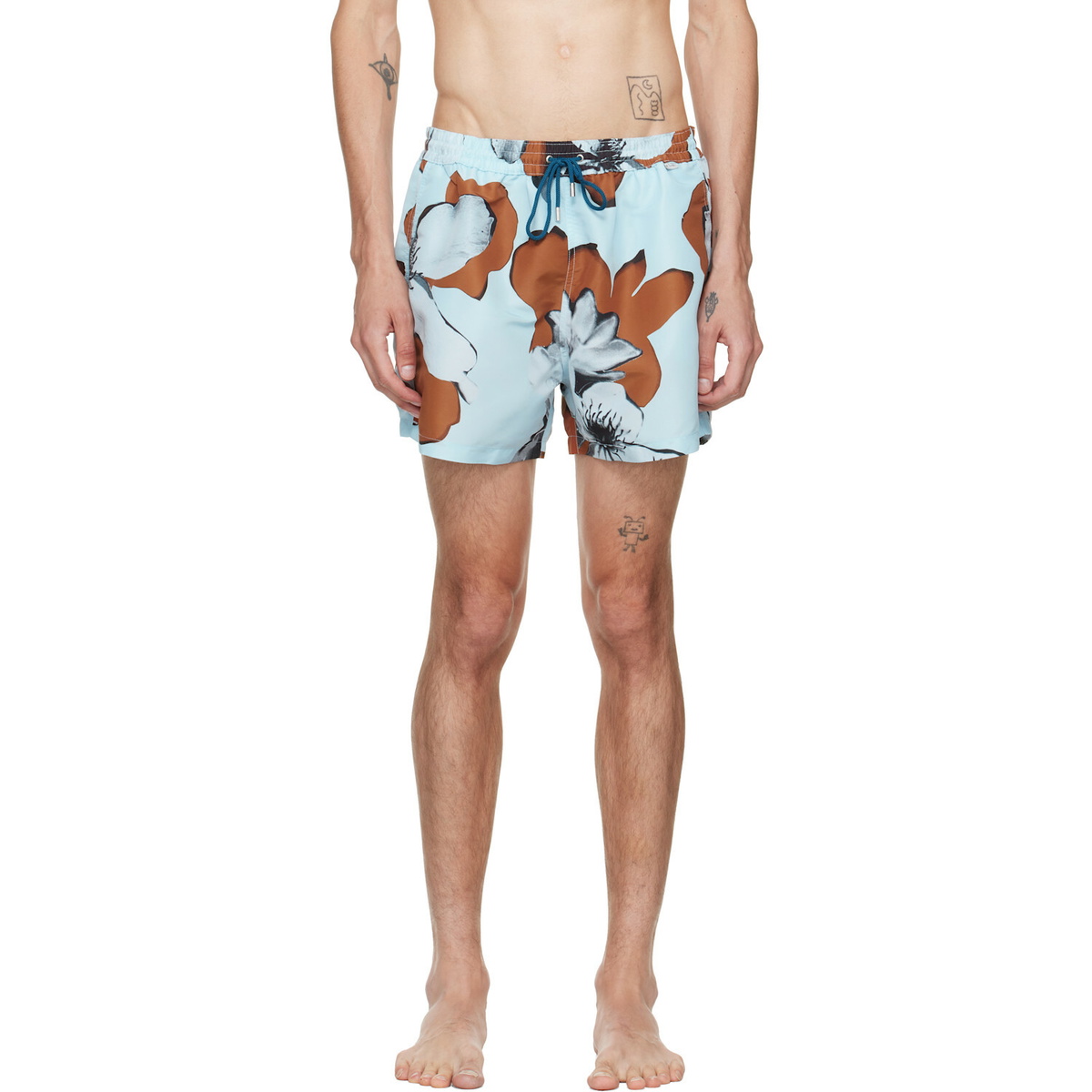 Paul Smith Blue 'Shadow Floral' Swim Shorts