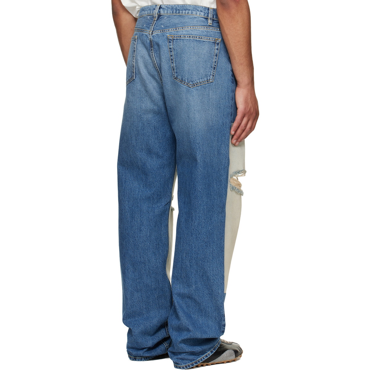 Maison Margiela Blue Patched Panel Straight Jeans