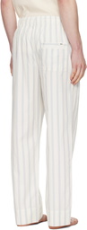 Tekla Off-White & Navy Poplin Pyjama Pants