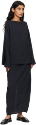 Studio Nicholson Navy Beni Midi Skirt