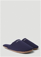 Script Embroidery Slippers in Blue