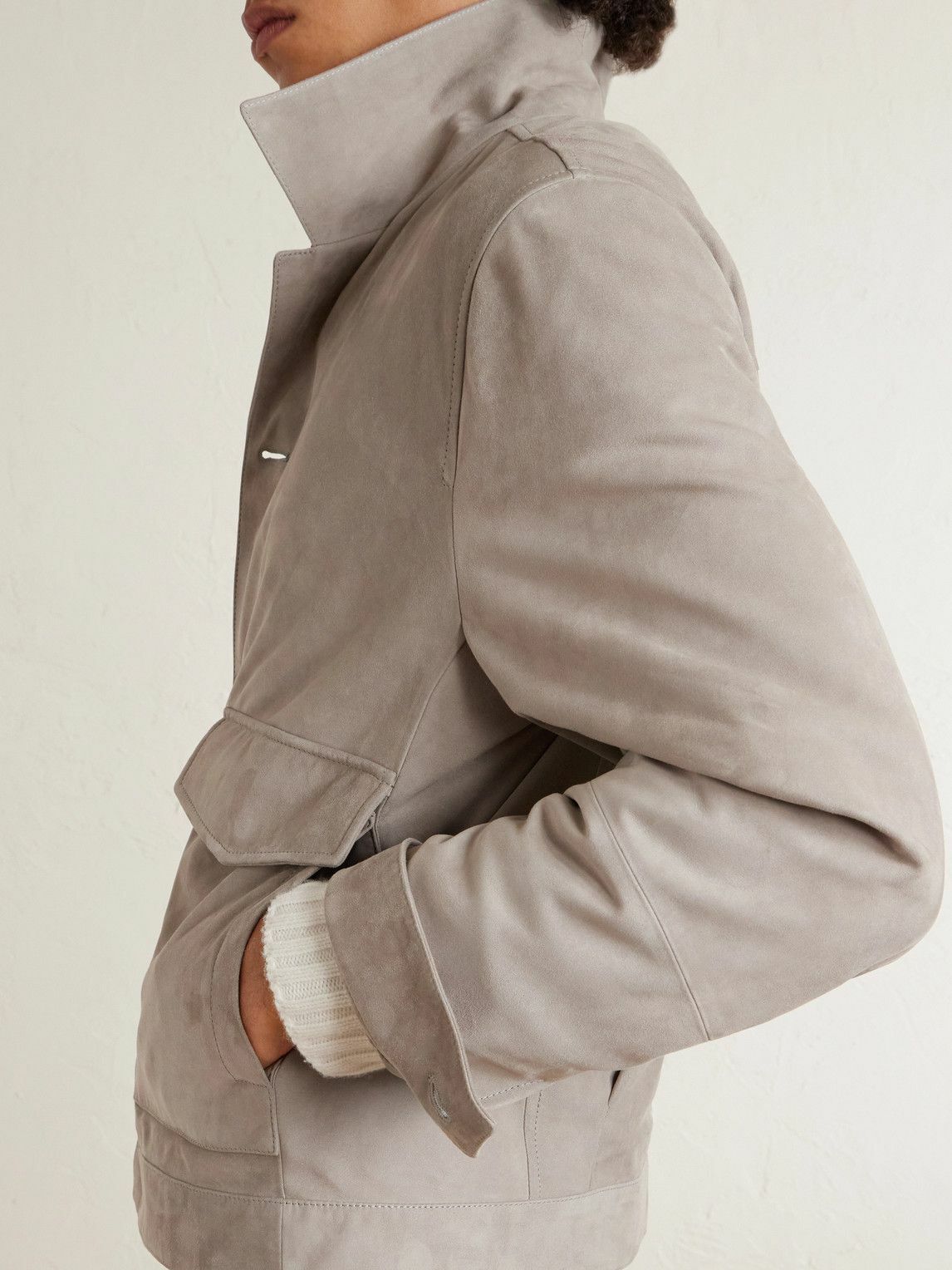 Brunello Cucinelli - Suede Blouson Jacket - Gray