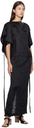 MM6 Maison Margiela Black Crinkled Maxi Skirt