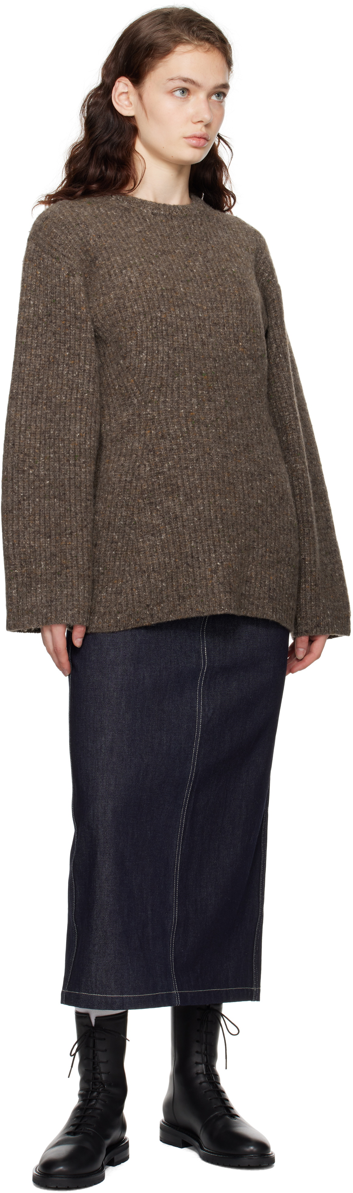 CO Navy Pencil Denim Midi Skirt