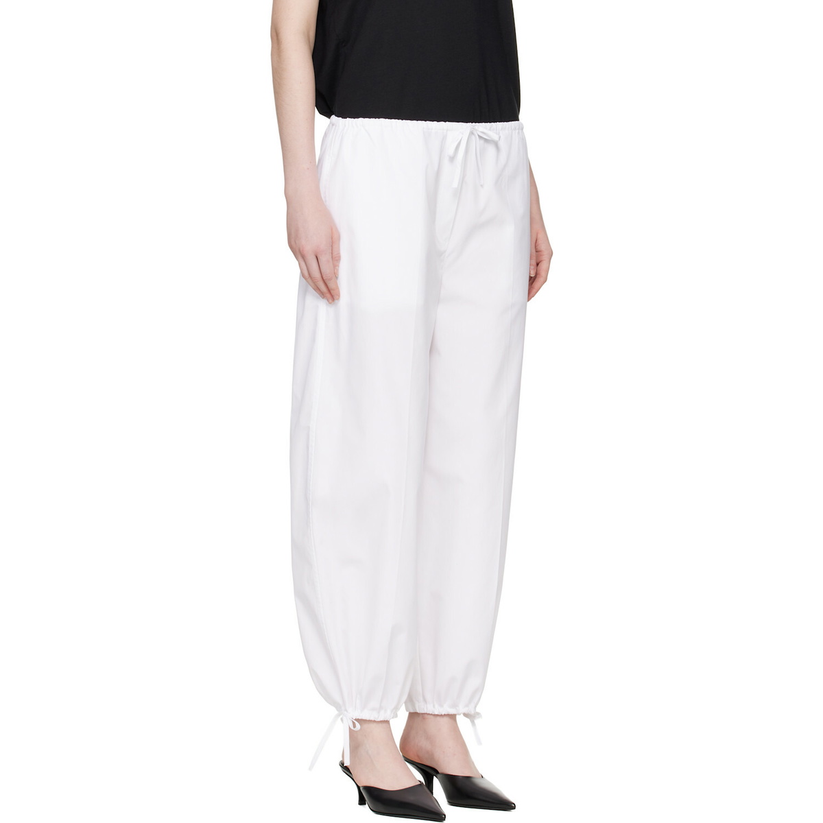TOTEME White Drawstring Cotton Trousers
