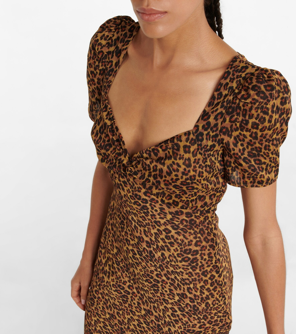 Staud Lea Leopard Print Chiffon Maxi Dress Staud