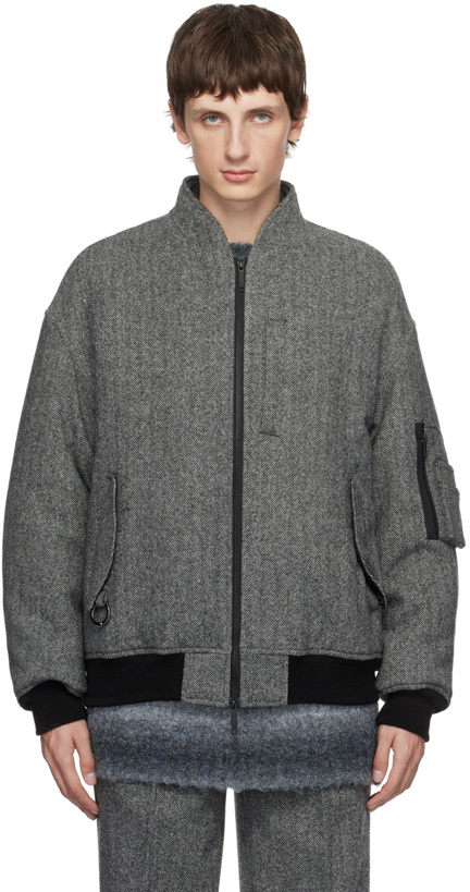 Photo: Th products Gray 3D Collar Bomber Jacket