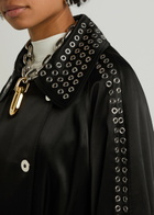 Rabanne Eyelet-embellished Satin Trench Coat Black