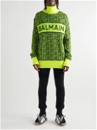 Balmain - Logo-Intarsia Wool-Blend Rollneck Sweater - Yellow
