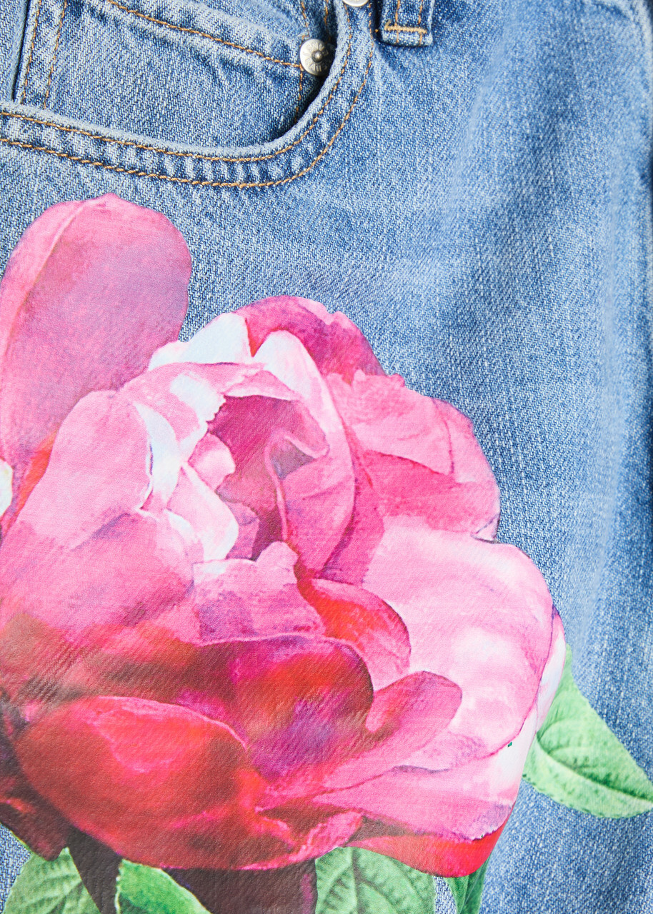 Alice + Olivia Chic Floral-print Straight-leg Jeans Blue