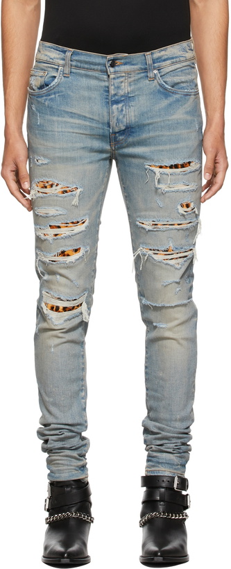 Photo: AMIRI Blue Leopard Thrasher Jeans