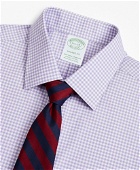 Brooks Brothers Men's Stretch Milano Slim-Fit Dress Shirt, Non-Iron Poplin Ainsley Collar Gingham | Lavender