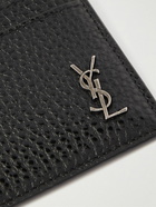 SAINT LAURENT - Tiny Cassandre Logo-Appliquéd Full-Grain Leather Cardholder