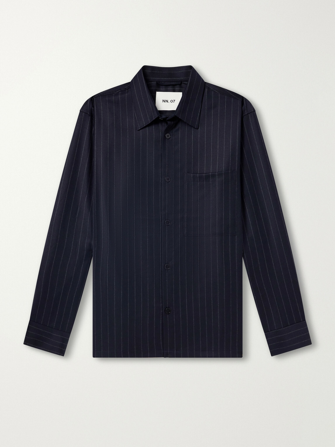 NN07 - Freddy 10052 Pinstriped Wool-Blend Flannel Shirt - Blue