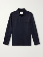 NN07 - Freddy 10052 Pinstriped Wool-Blend Flannel Shirt - Blue