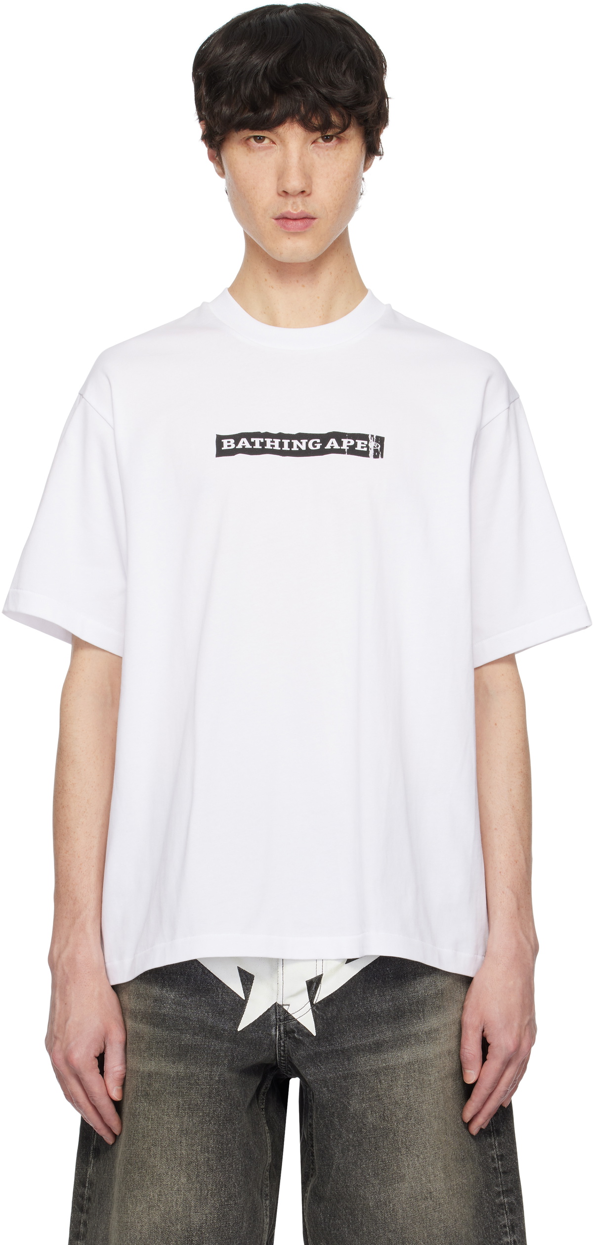 BAPE White Screen Print Stencil Logo Relaxed Fit T-shirt