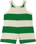 TINYCOTTONS Baby Green & Off-White Stripes Bodysuit