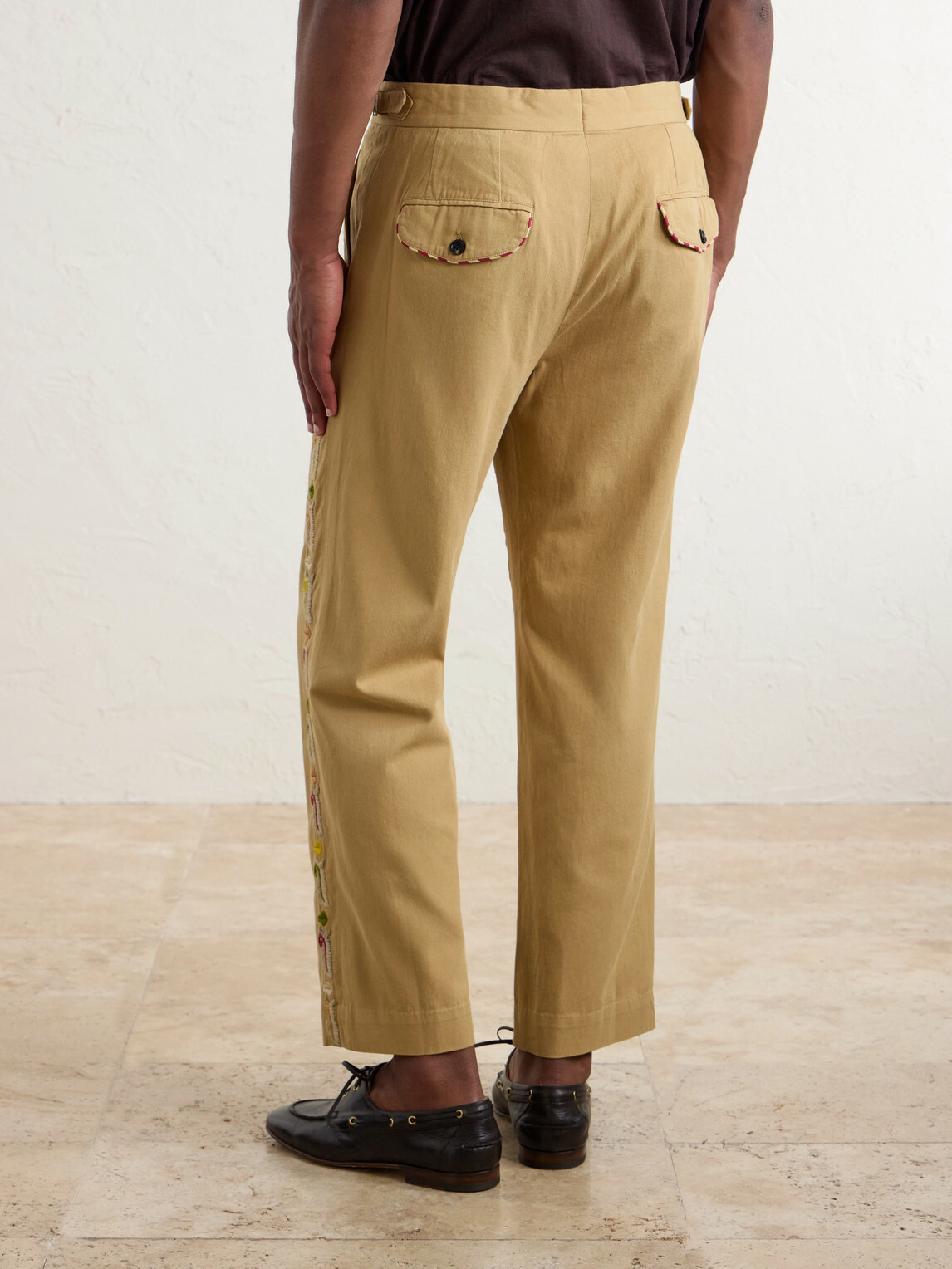 BODE - Straight-Leg Cotton Feather Runner Trousers - Neutrals