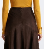 Nour Hammour Garnier suede midi skirt