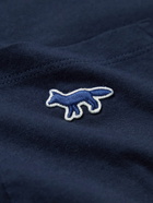 Maison Kitsuné - Logo-Appliquéd Cotton-Jersey T-Shirt - Blue