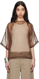 Meta Campania Collective Brown Nat See-Through Silk T-shirt