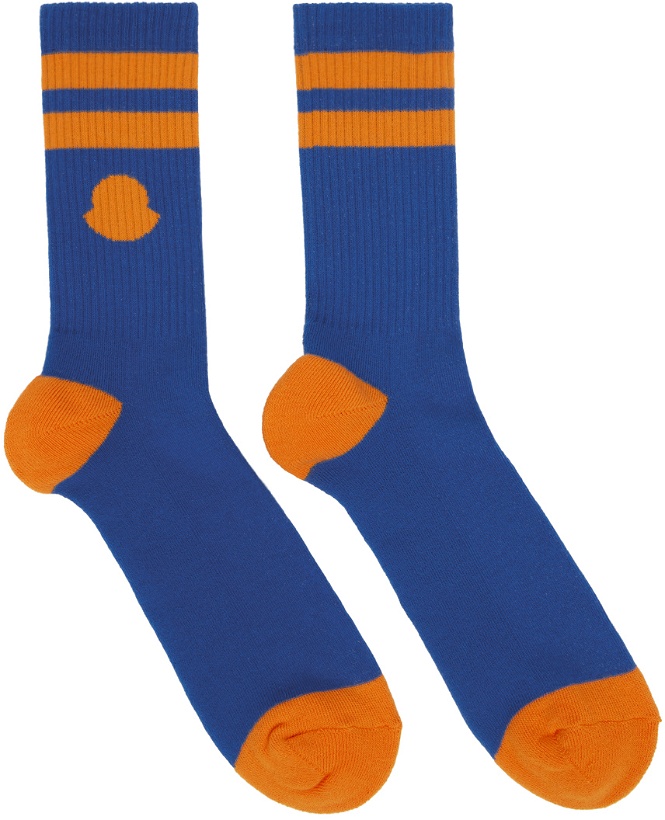 Photo: Moncler Blue & Orange Striped Socks