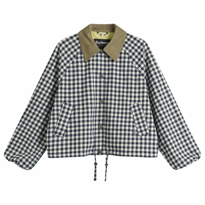 Photo: Barbour Women's Ovingham Casual Jacket in Gingham Navy/Neutral