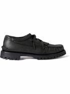 Yuketen - Fringed Full-Grain Leather Kiltie Boat Shoes - Black