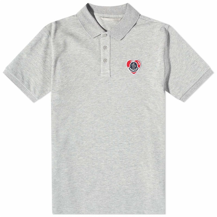 Photo: Moncler Men's Heart Logo Polo Shirt in Grey